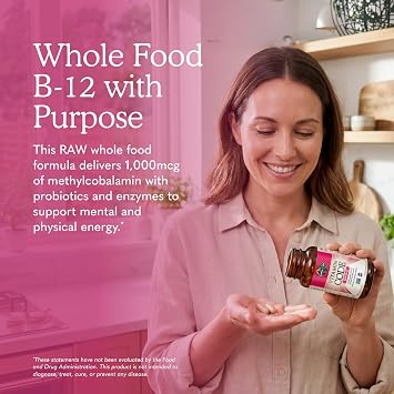 Garden of Life Vitamin Code Raw B-12 Methylcobalamin Vitamin B-12 for Digestive, Metabolism, Energy Support - Formula with Probiotics and Enzymes, Non-GMO, Gluten-Free, Vegan, 30 Capsules