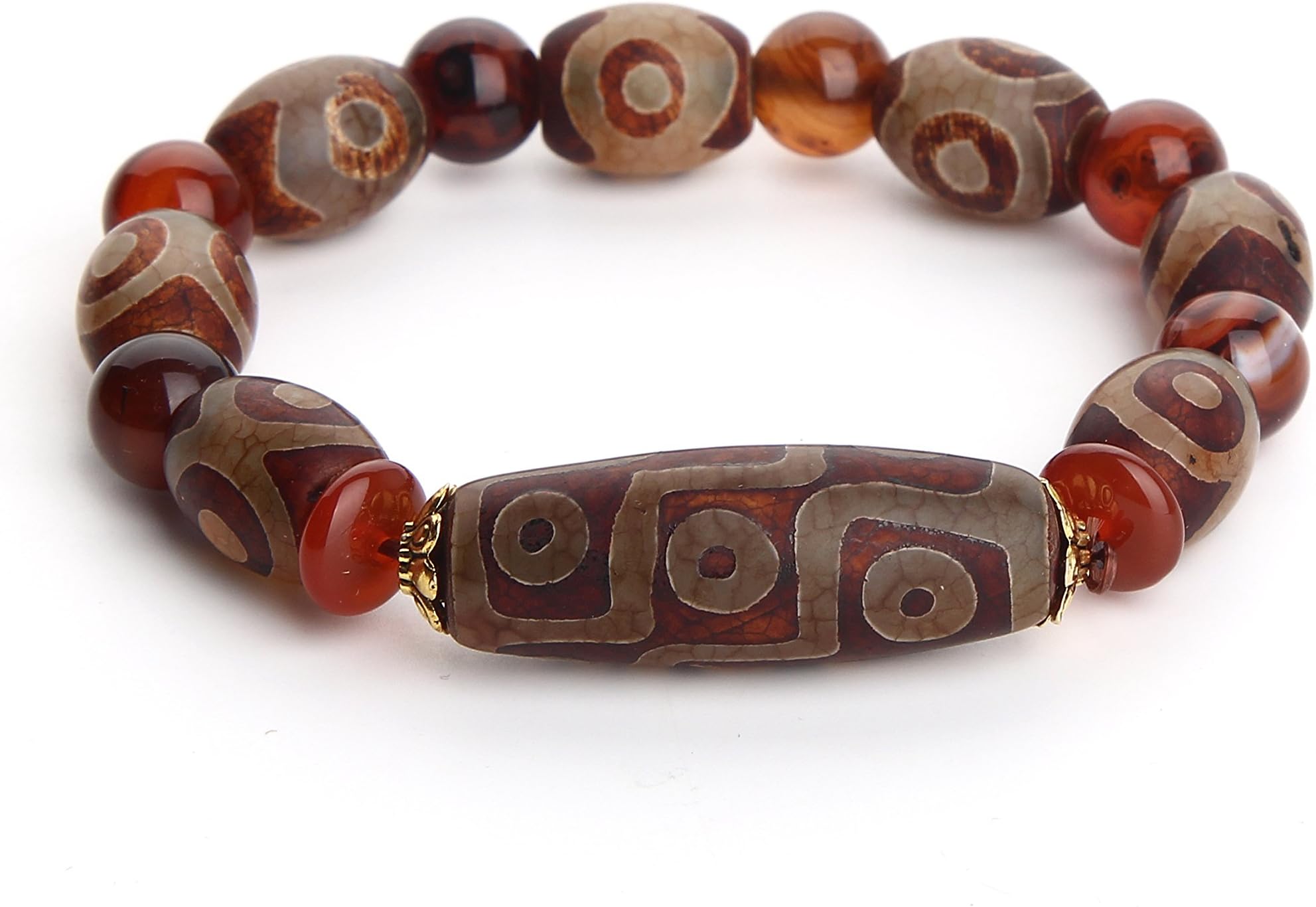 BOYULLFeng Shui Tibetan Dzi Bead Protective Amulet Bracelet, Attract Wealth and Good Luck, Deluxe Gift Box Included, 8 inch, Citrine