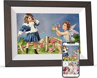 Digital Picture Frame 10.1" Wood -Smart-Photo-Frame - 32GB WiFi Frame 1280 * 800 IPS Touch Screen, Auto-Rotate, Motion Sen...