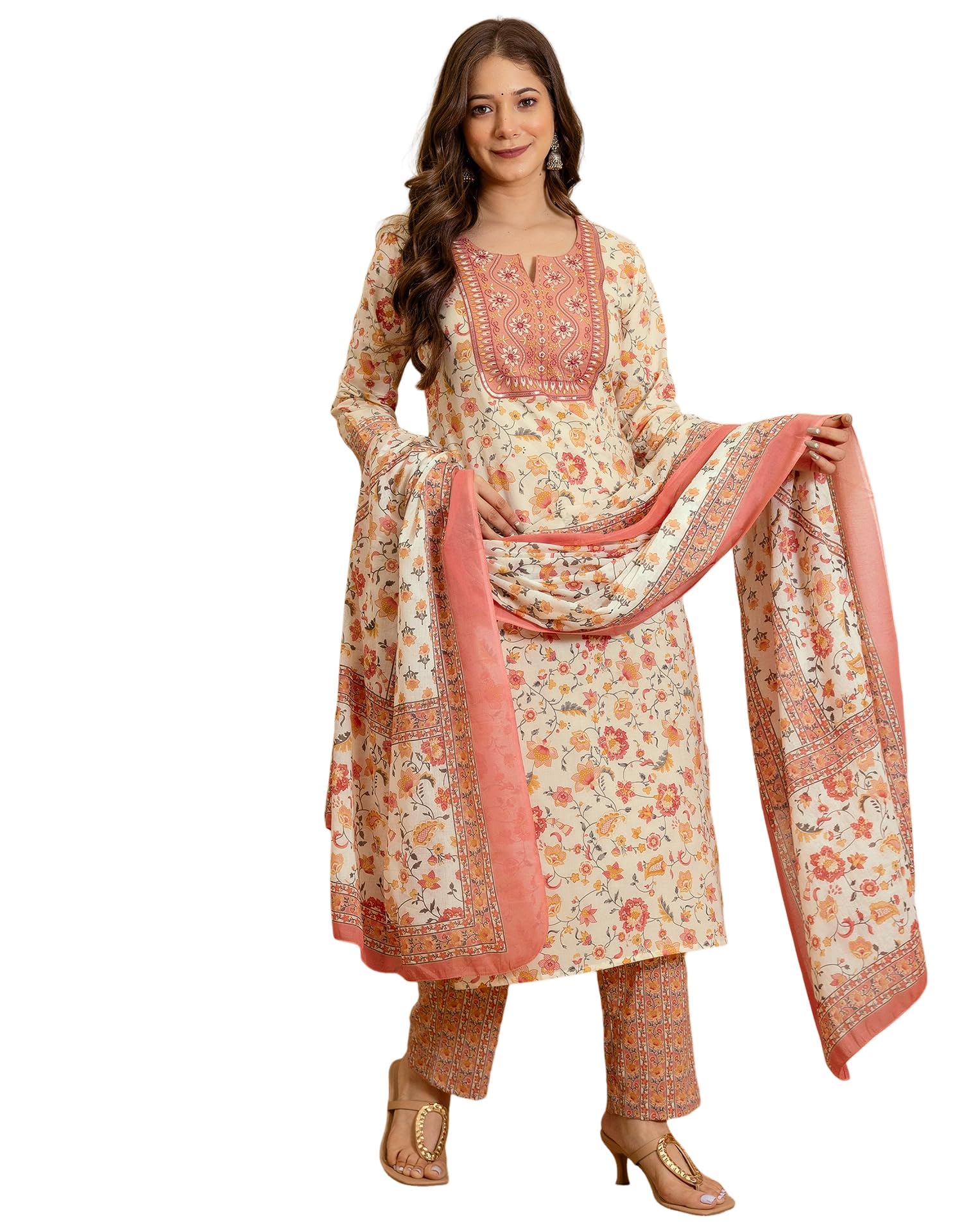 Women's Cotton Printed Straight Kurta with Pant & Dupatta-image-48