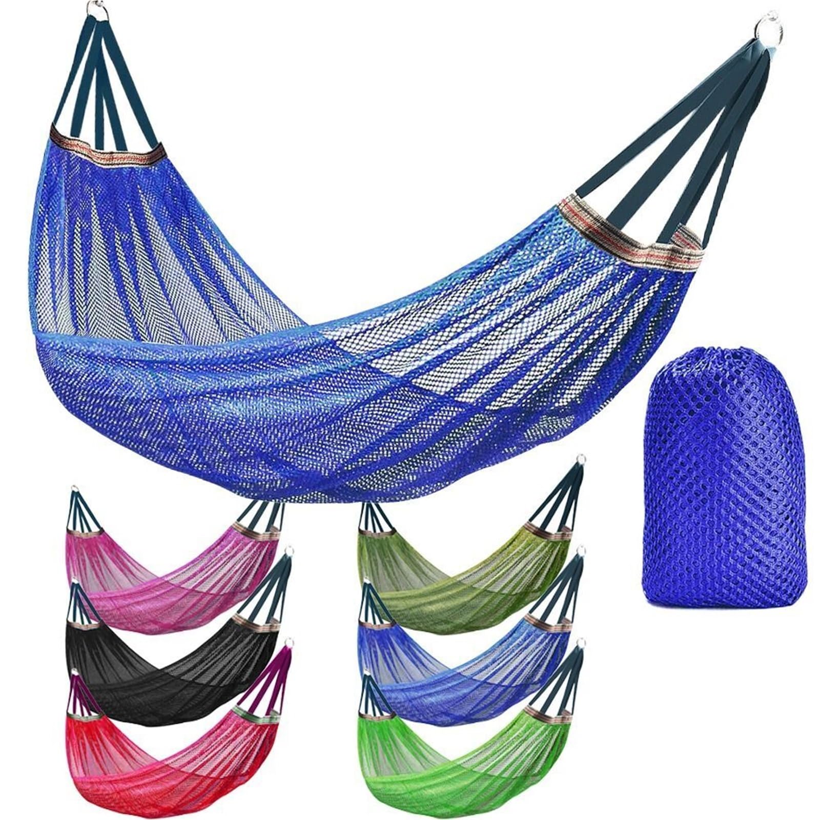 Portable Ice Silk Mesh Hammock - Lightweight Hanging Bed with 200KG Load Capacity & Storage Bag(Red)