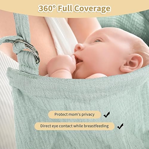 Miniatura 2 de Funda de lactancia de muselina para lactancia materna, transpirable, 100% algodón, con aro rígido para delantal de lactancia, toldo multiusos para