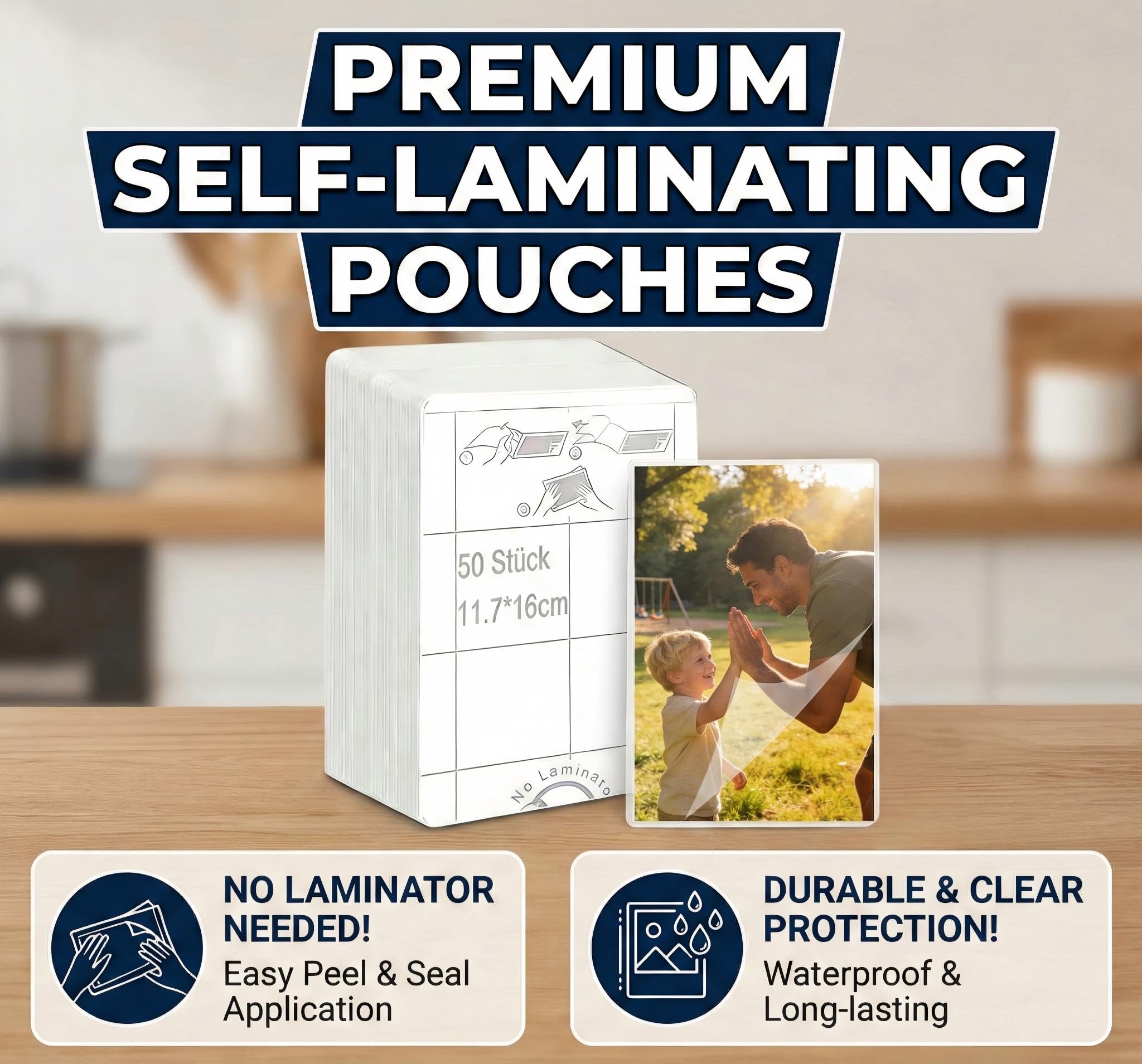 Láminas de Laminación en Frío A7 Autoadhesivas para Tarjetas de Visita, Fotos y Documentos, 10 Unidades, Sin Necesidad de Máquina, Protección Duradera