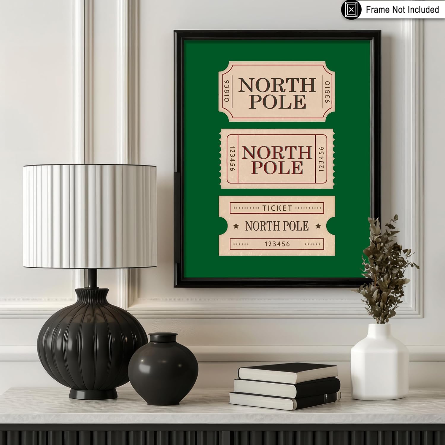 Poster Master North Pole Ticket Print - Holiday Poster - Christmas Art - Minimal Wall Design - Trendy Gift for Men & Women - Decor for Bedroom, Dorm or Living Room - 8x10 UNFRAMED Wall Art