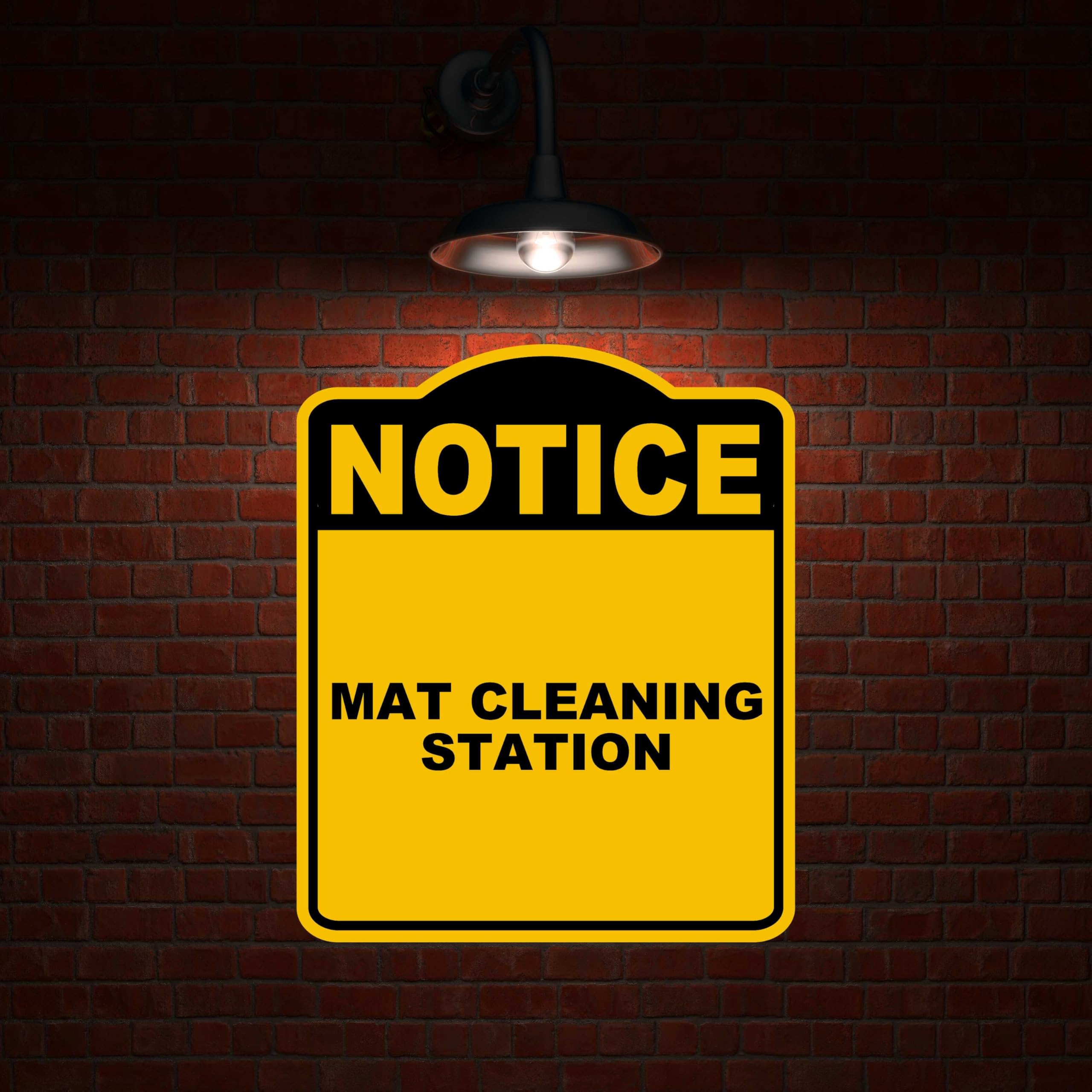 MAT CLEANING STATION Notice Yellow Black Aluminum Composite Sign 15 x 18 inches