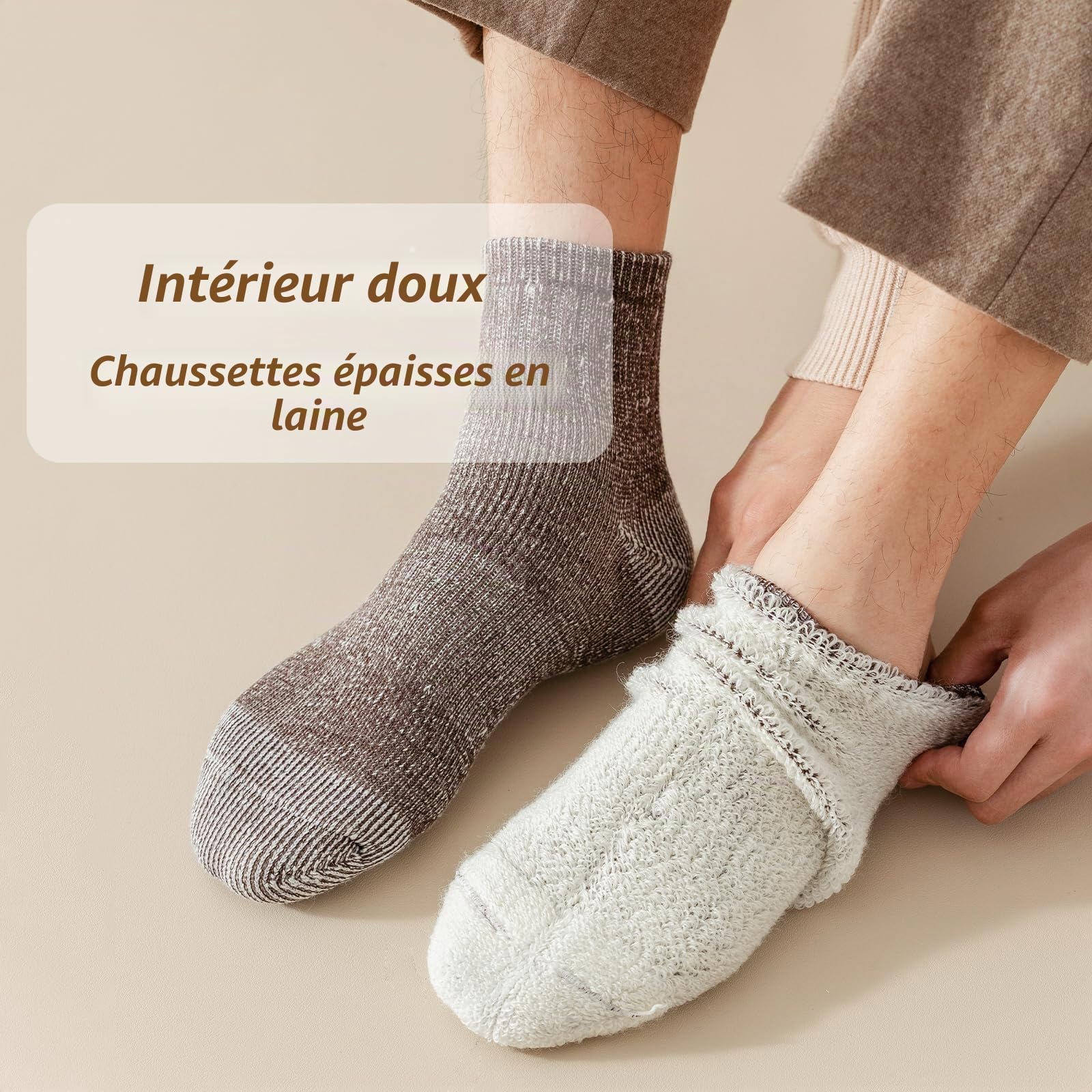 Vihir 3 Paires Chaussettes en Laine pour Homme Femme Chaudes dans Les Sports de Plein Air 37-42, 41-46