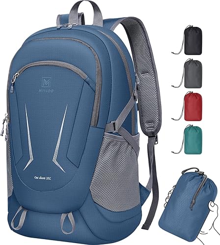 Miniatura 9 de MIYCOO Mochila - Mochila plegable ultraligera para viajes, campamento, senderismo, mochila plegable impermeable para hombres y mujeres, color negro