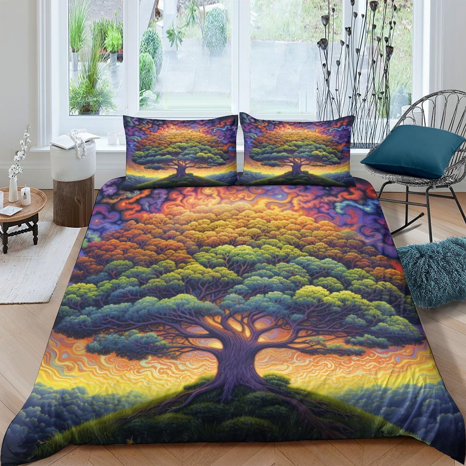 Housse de couette Arbre Arc-en-Ciel 3D pour transformer la chambre des enfants