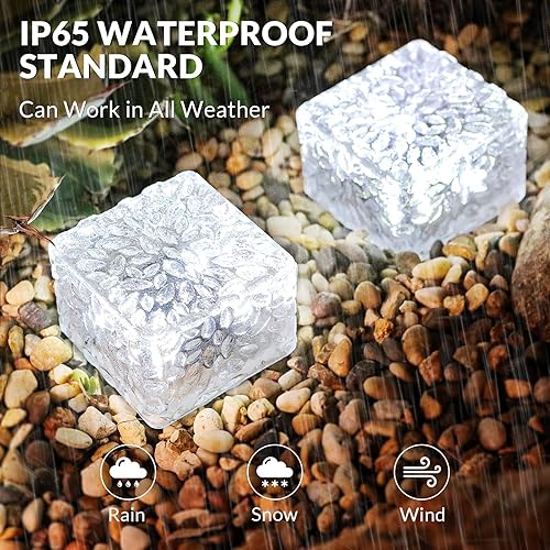 Miniatura 2 de HOFLYW Paquete de 6 luces solares de ladrillo para paisaje, decoración de jardín, pavimentadora, iluminación de carretera, pavimentadora empotrada