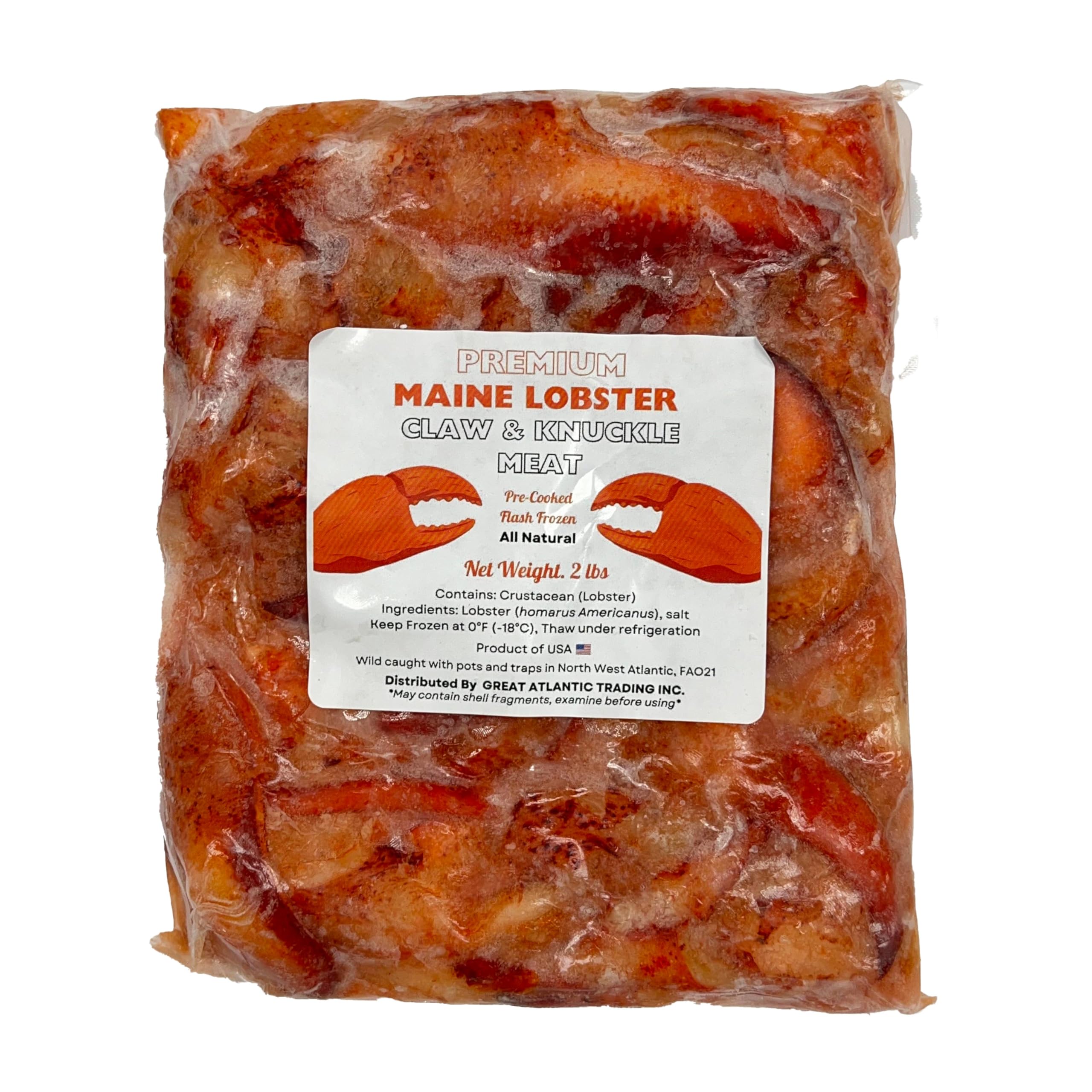 Maine Lobster CNK Meat | Fully Cooked Ready to Eat Claw and Knuckle Meat | Sustainably Wild-Caught American Lobster | Hand Picked Fresh Flash Frozen and Sealed (2 Pound (32 ounce) / 908g)