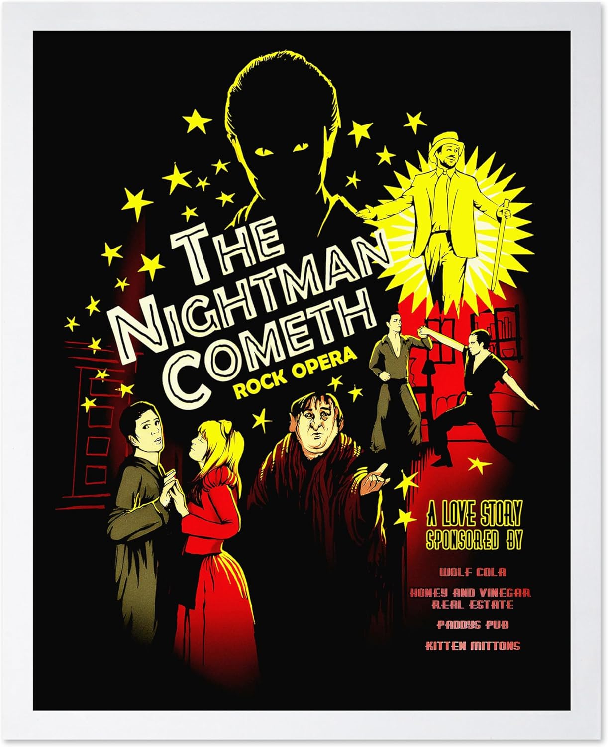 Poster Master Vintage Advertising Poster - Retro TV Series Print - Gift for Artist, Actor - Nightman Cometh, Its Always Sunny in Philadelphia - Wall Decor for Studio, Office, 8x10 Brown Framed