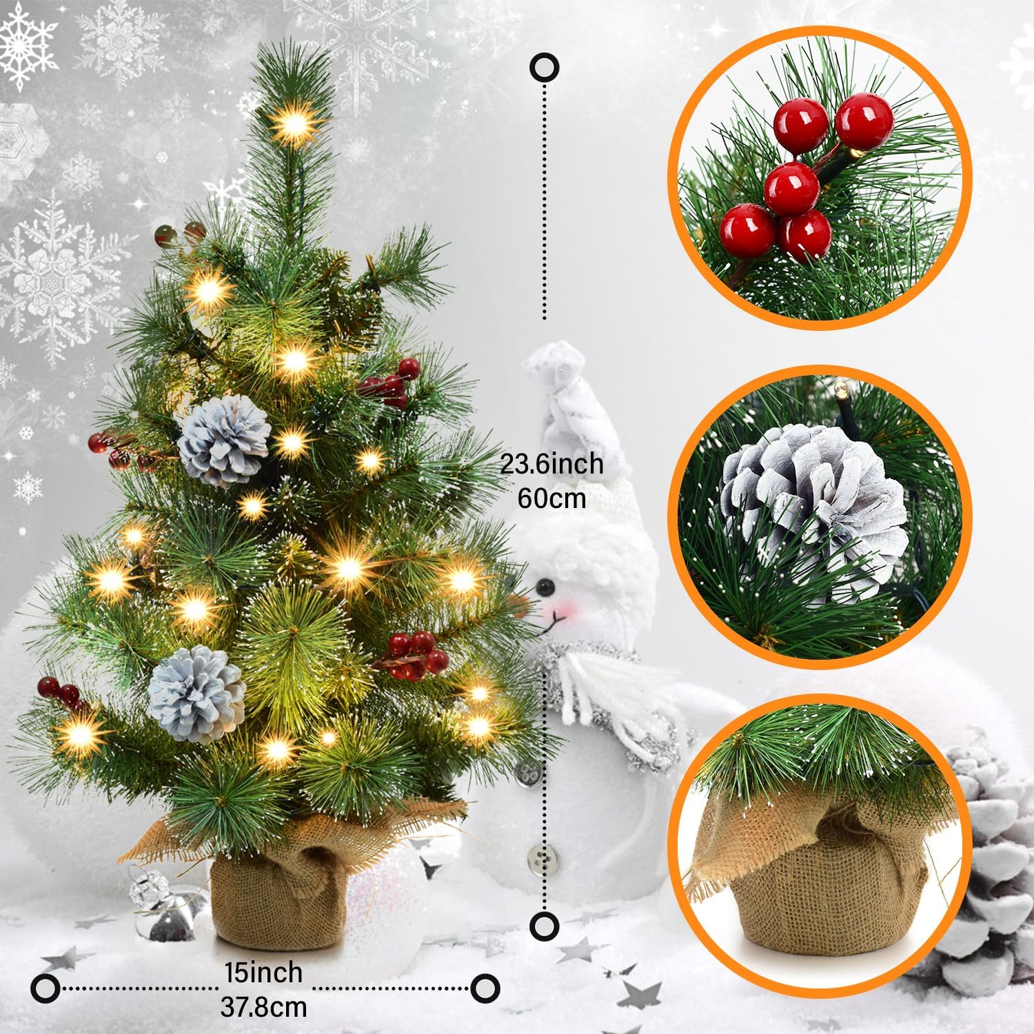 ゴージャスクリスマスツリーセット スノー 180cm/210cm/240cm 高さ180