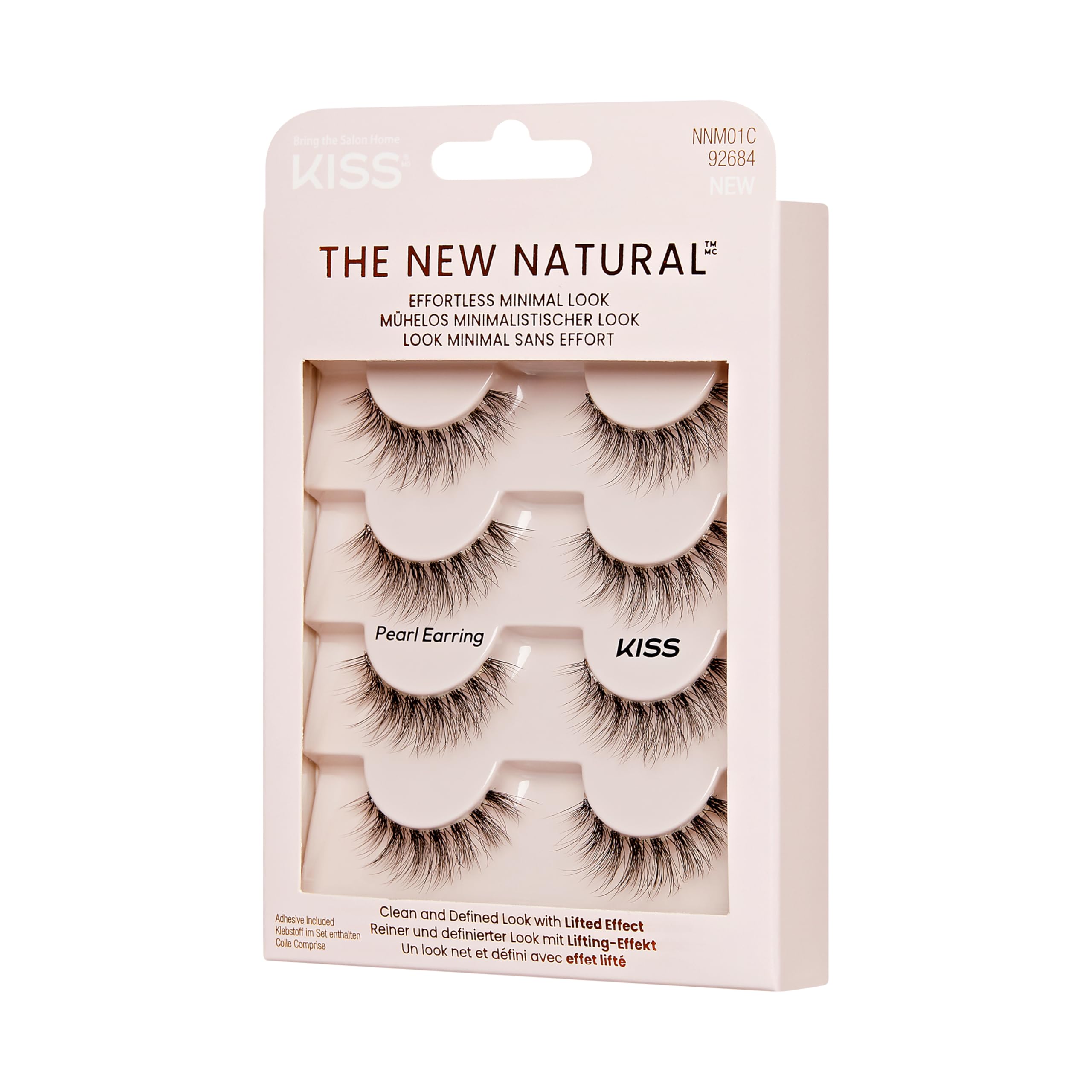 KISS sztuczne rzęsy The New Natural Multipack - Pearl Earring, 4 pary rzęs, 1 klej