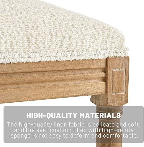 Miniatura 5 de Furniliving Juego de 2 sillas de comedor francesas de campo, sillas de comedor tapizadas de madera maciza con respaldo de tela de cordero, sillas de