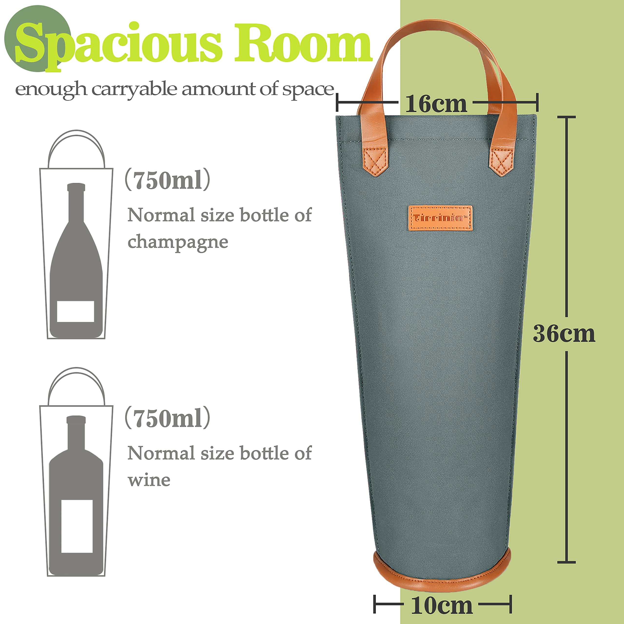 Kato Tirrinia Borsa regalo per vino singolo, borsa termica isolata e imbottita per il trasporto di bottiglie di vino per viaggi, picnic, grande regalo per gli amanti del vino, grigio