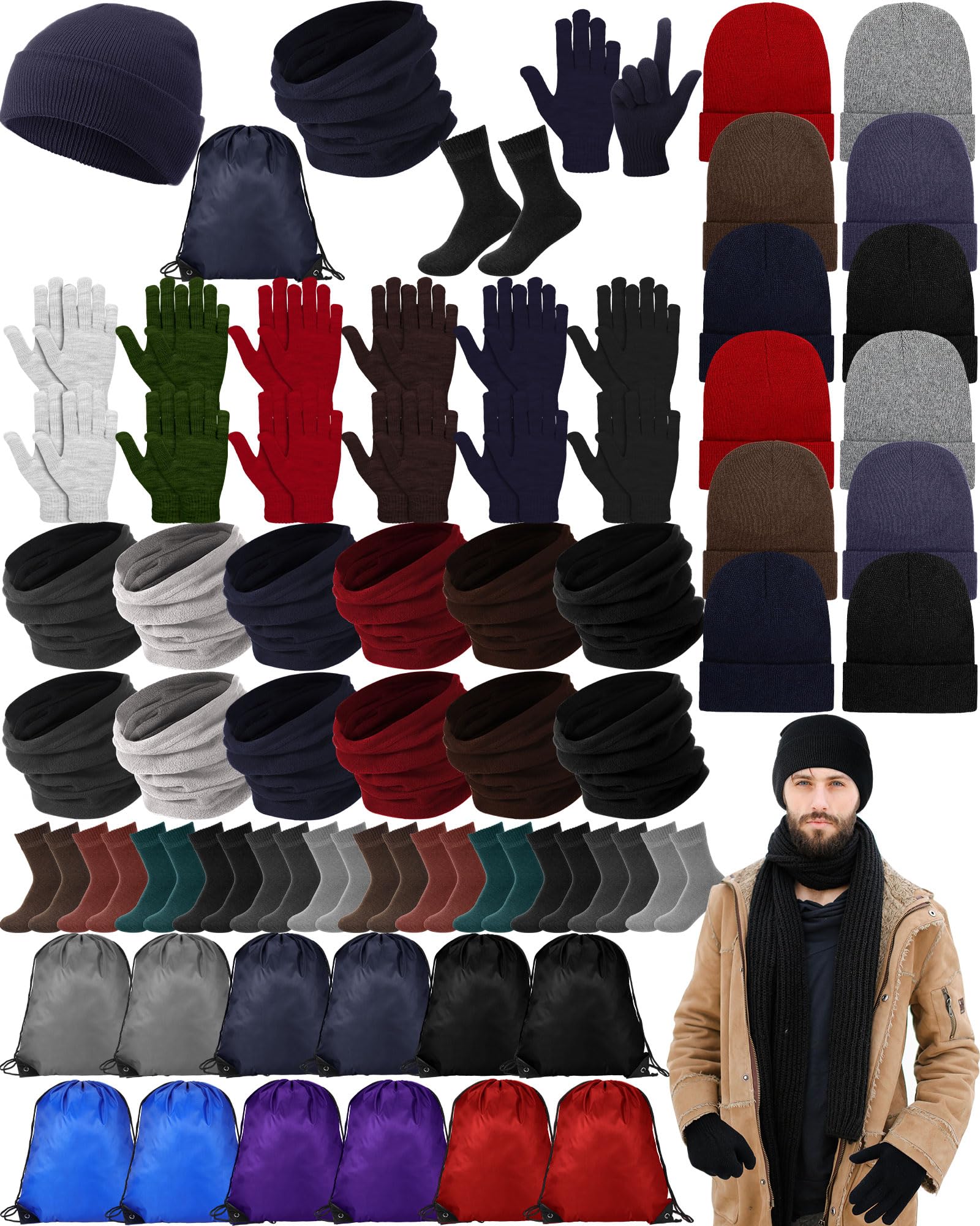 Liitrsh Winter Beanie Scarf Gloves Set - 8 Pack Unisex, Perfect For Donations Or Gifts - View #6