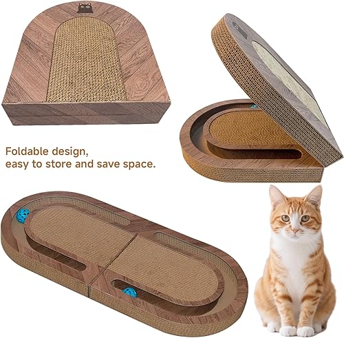 Miniatura 6 de Rascador de gato de 26 pulgadas con campanas, juguete interactivo de doble cara - Fomenta el rasguño saludable para gatos de interior, uso en el