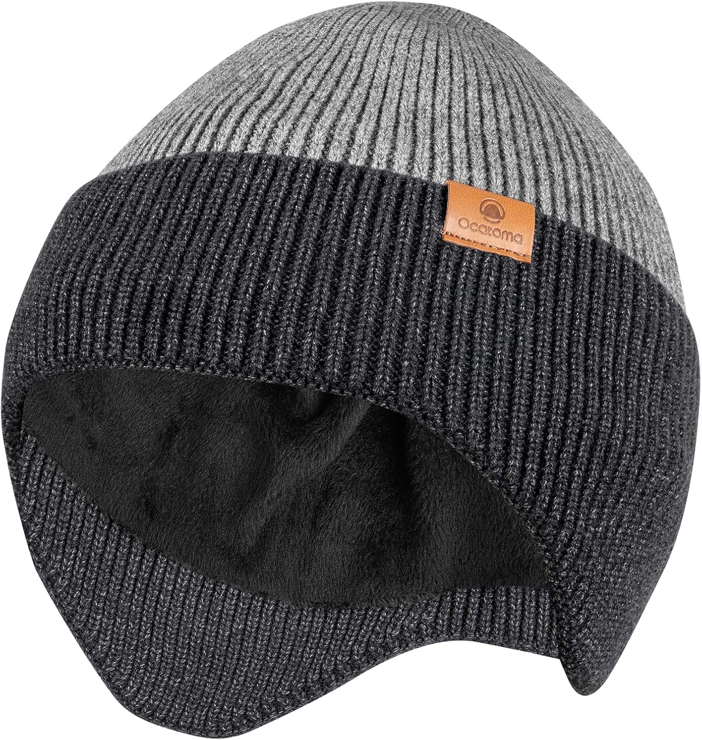 Ocatoma Winter Beanie with Earflap for Men Women Warm Knit Soft Hat Outdoor Beanie Unisex Gifts for Men Women