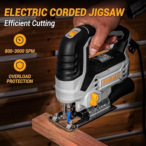 Vista 2 de Sierra de calar con cable: DEKOPRO Herramienta de sierra de calar eléctrica para trabajar la madera, herramienta manual de corte de madera con 6
