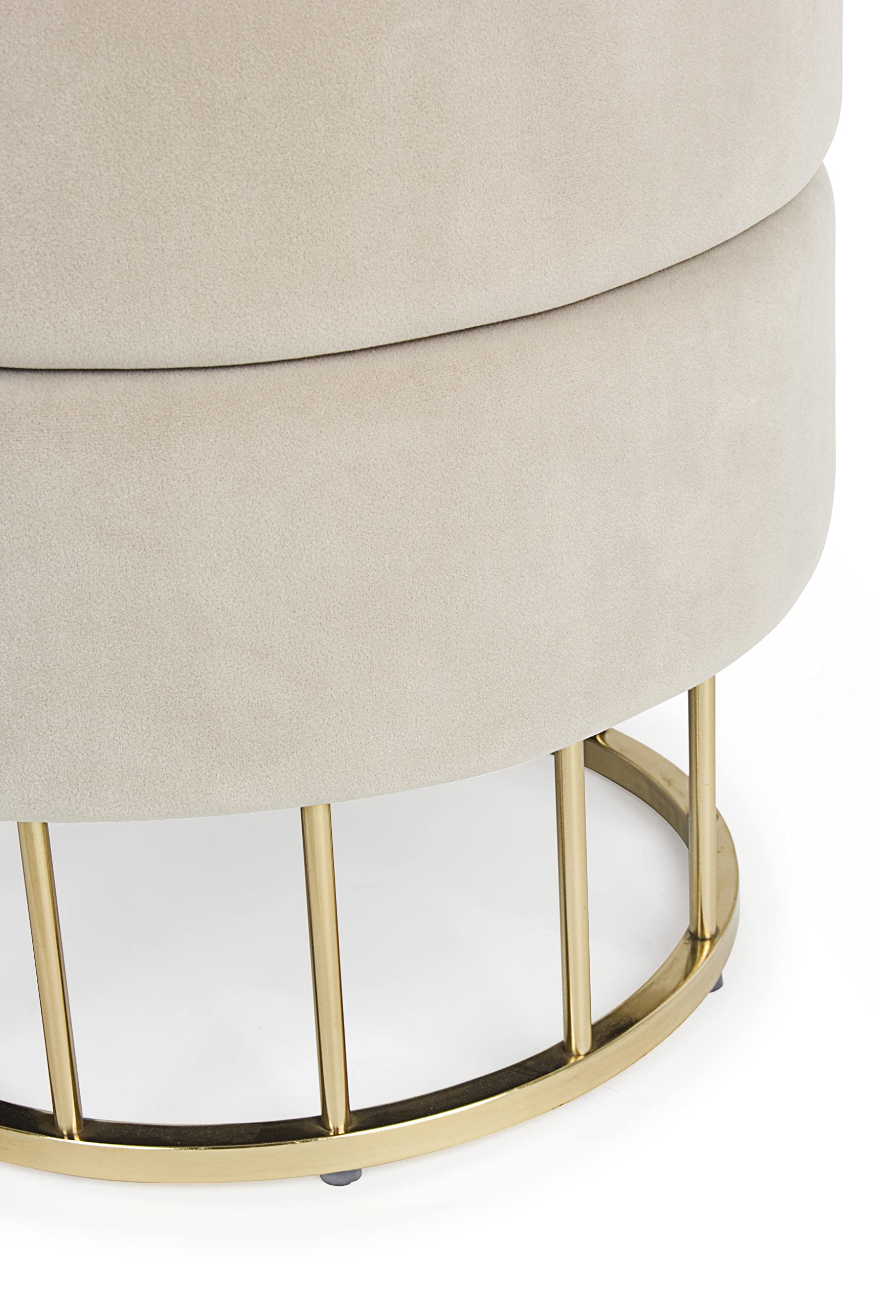KONTE.DESIGN Pouf contenitore PAVLINA , tessuto effetto velluto Beige