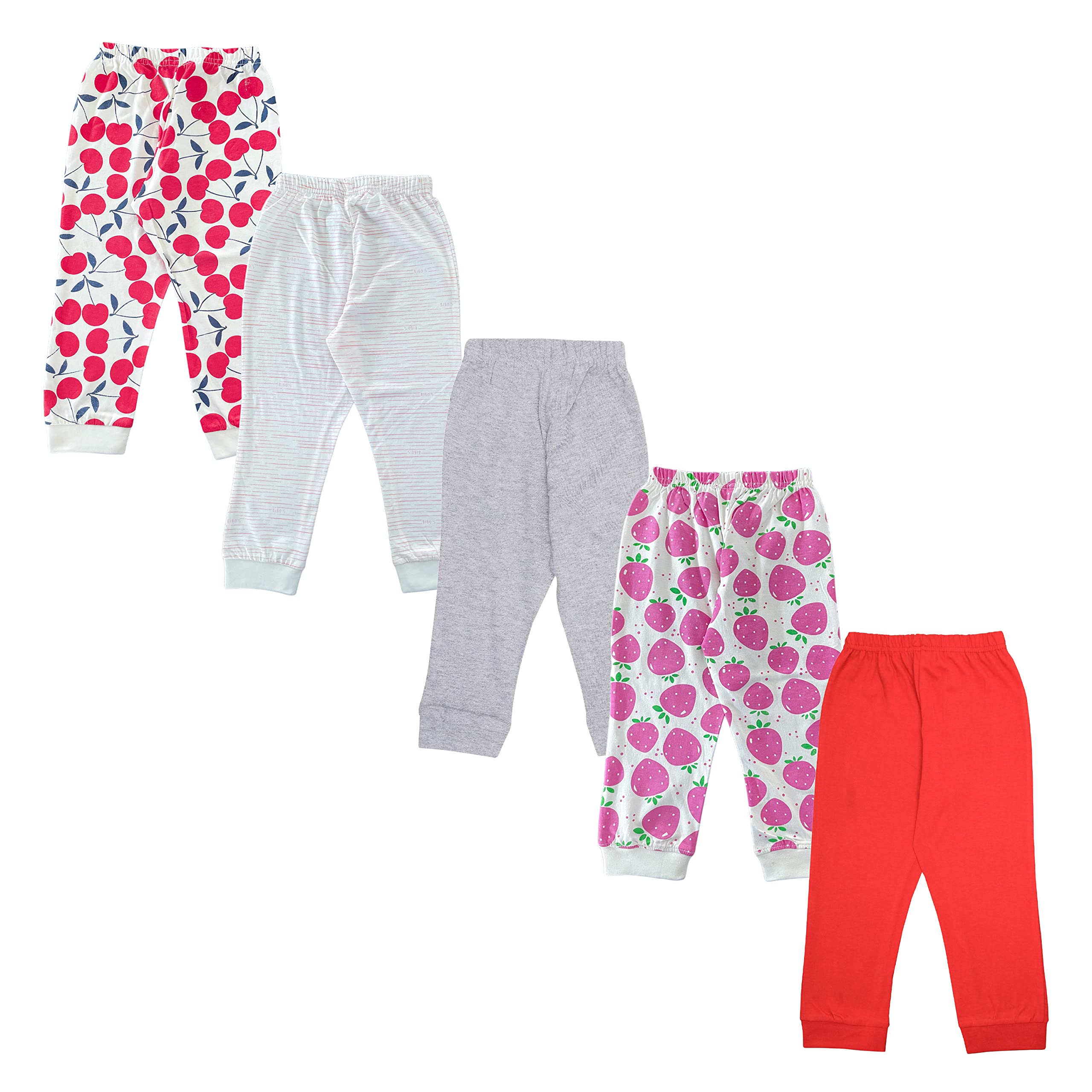 YUV Infant Baby Girls 100% Cotton Regular Fit Pants - Pack of 5 (6-12 Months, Color 001) - Image 2 thumbnail