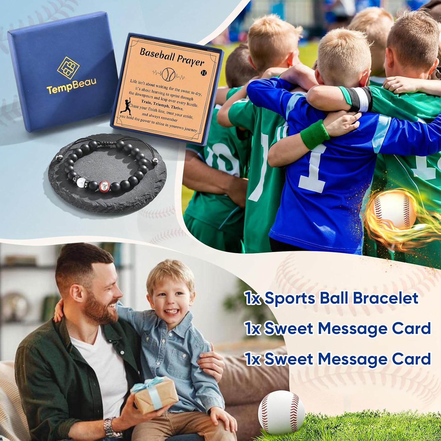 Soccer Football Basketball Baseball Bracelets Gifts for Boys Players Team Lovers - Adjustable Braided Beaded Bracelet for Son Brother Nephew Friend Birthday Valentine Jewelry Gifts Ideas for Boy Teen