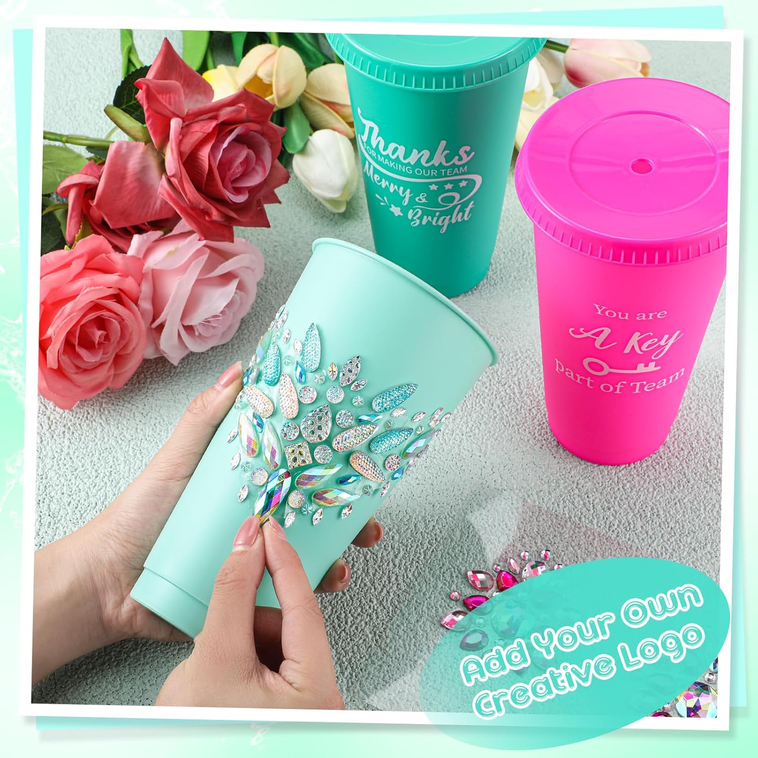 Skylety 24 Pcs Employee Appreciation Gifts Bulk 24 oz Plastic Tumbler with Lid Straw Social Worker Gift Plastic Cup Thank You Gift for Coworker Adult Volunteer Staff Teacher Office Team (Cute Color) - Image 7