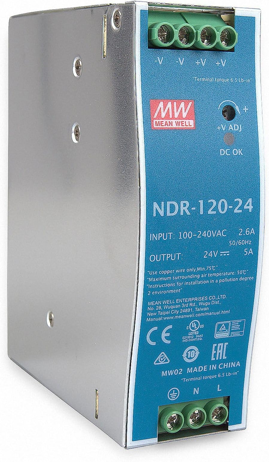 MeanWell NDR-120-24 Power Supply for DIN Rail 120 W 24 V 5 A
