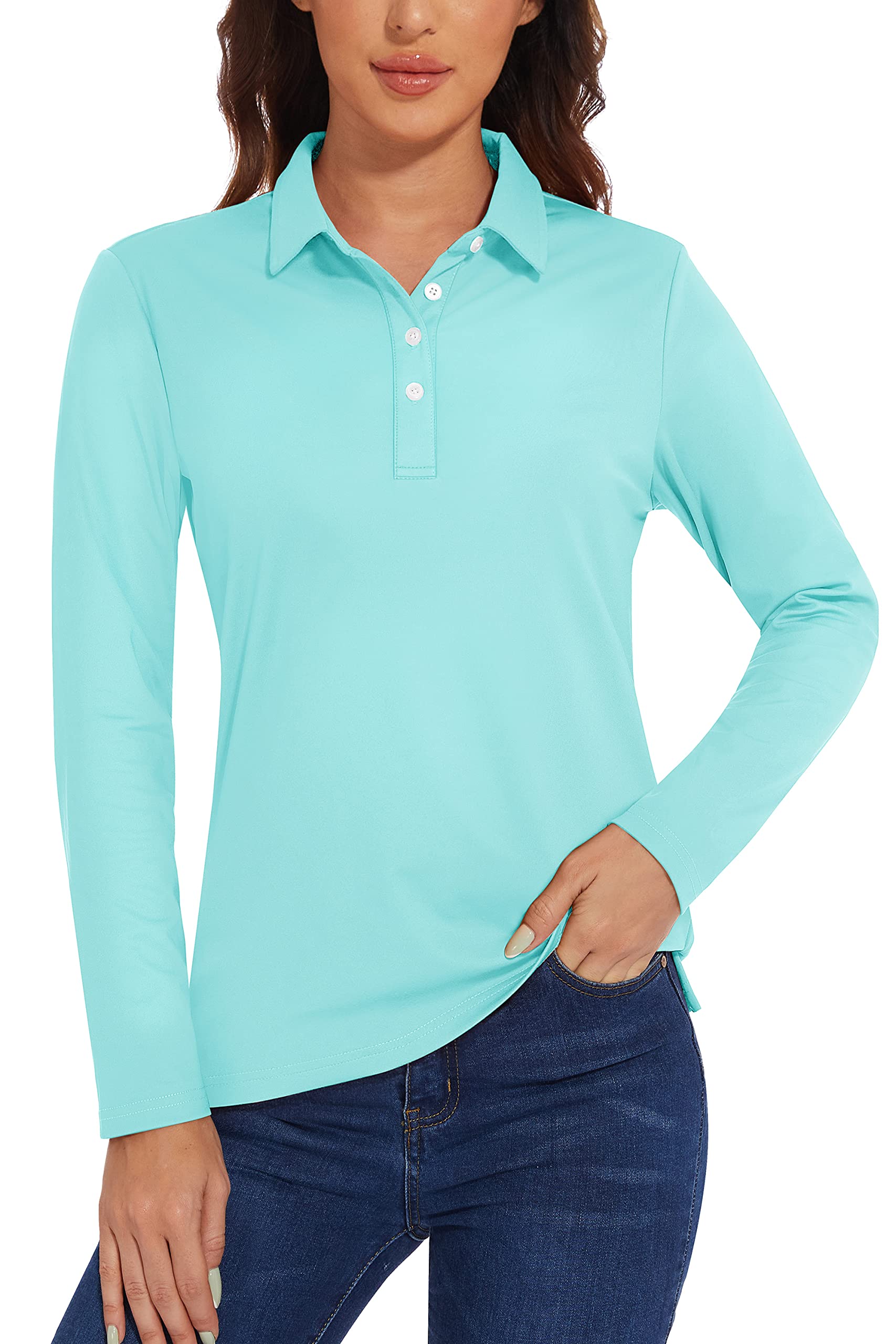 TACVASEN Polo Shirts for Women Casual T-Shirts Long Sleeve Golf Tops