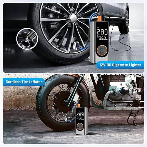 Miniatura 3 de Inflador de neumáticos, compresor de aire portátil, bomba de aire inalámbrica de 150 PSI para neumáticos de automóvil, bomba de neumáticos de 12 V