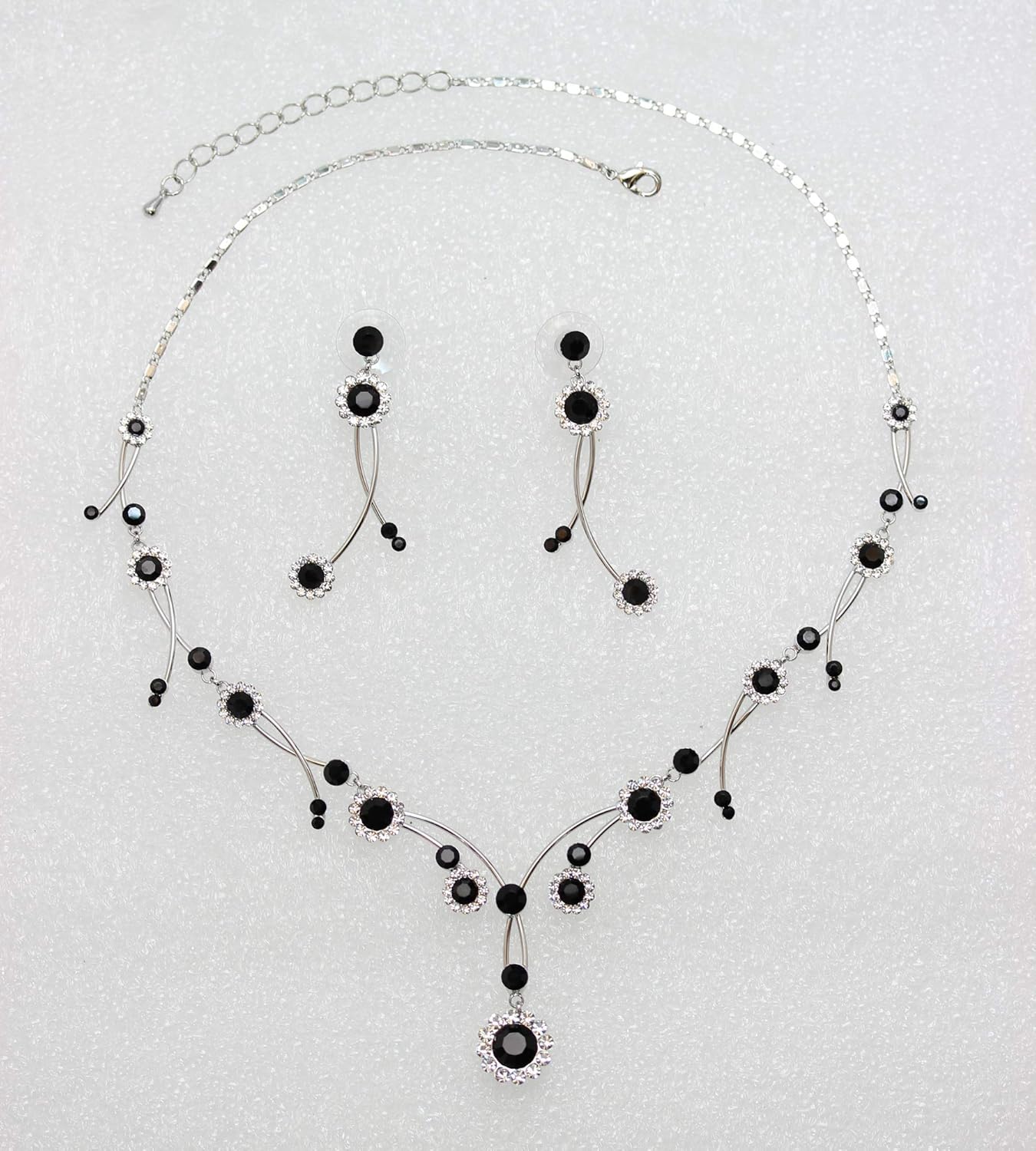 Faship Gorgeous Rhinestone Crystal Floral Necklace Earrings Set - Image 2