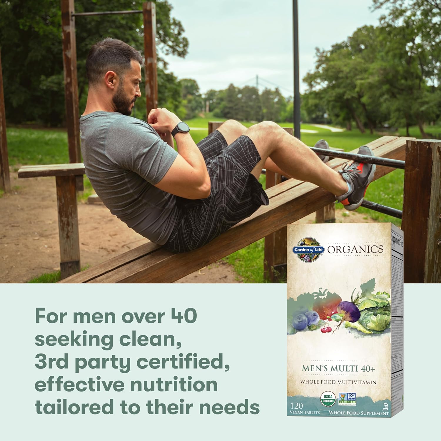 Garden of Life Organics Whole Food Multivitamin for Men 40+ 120 Tablets, Vegan Mens Multi for Health & Well-Being Certified Organic Whole Food Vitamins & Minerals for Men Over 40 Mens Vitamins - Image 9
