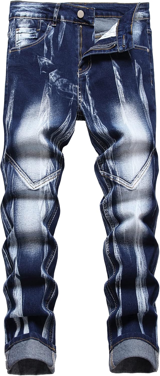 JUNBAOSS Men's Slim Fit Jeans Stretch Ripped Skinny Jeans for Men, Fashion Straight Leg Comfort Flex Waist Casual Pants