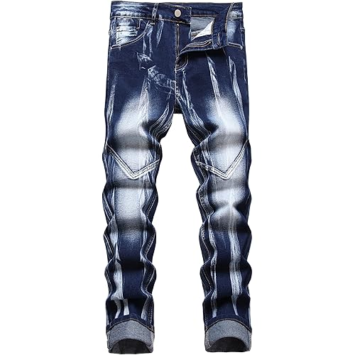 JUNBAOSS Men's Slim Fit Jeans Stretch Ripped Skinny Jeans for Men, Fashion Straight Leg Comfort Flex Waist Casual Pants