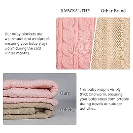 XMWEALTHY Unisex Infant Swaddle Blankets Soft Thick Fleece Knit Baby Girls Boys Stroller Wraps (Light Pink)