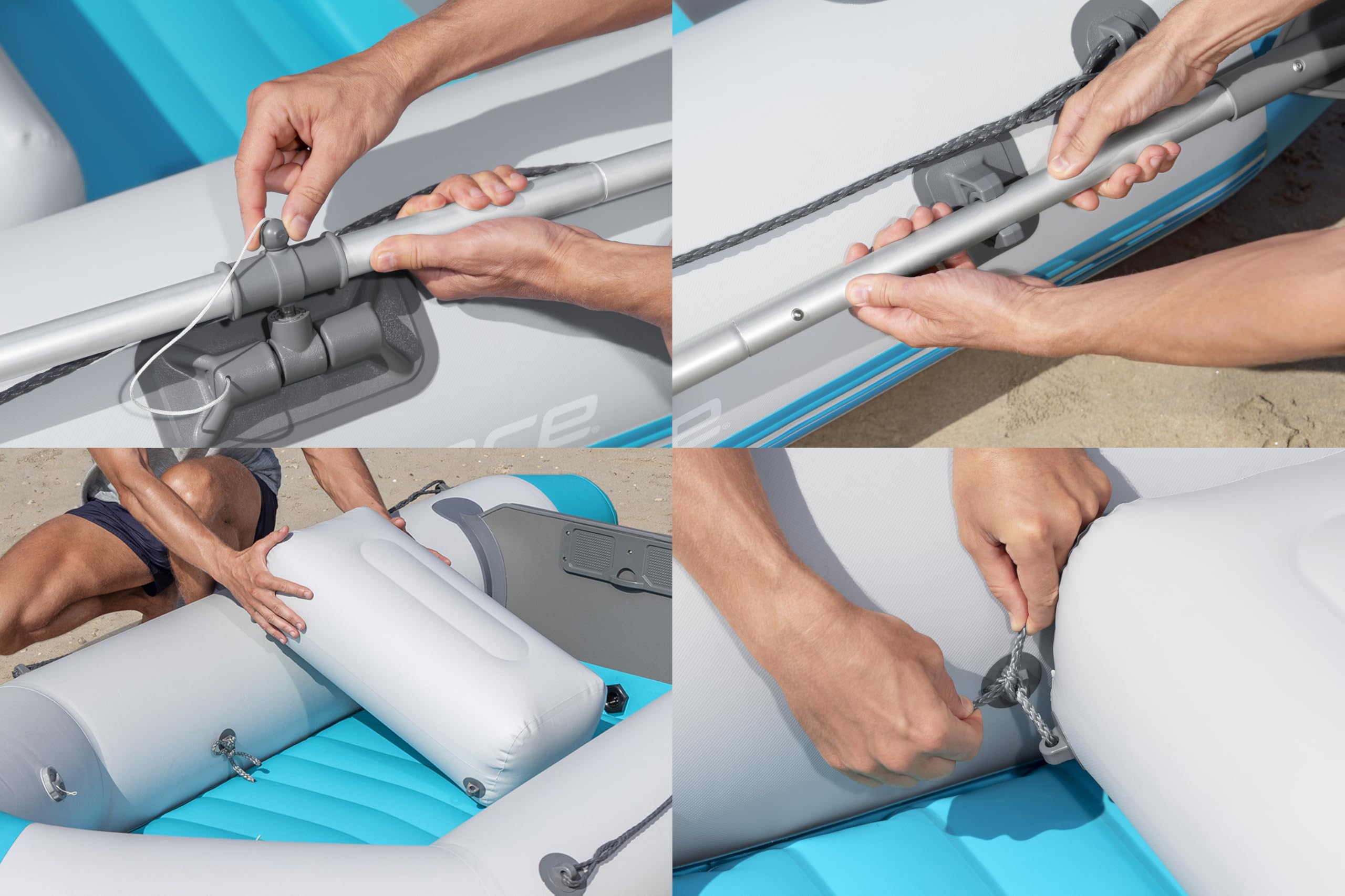 Bestway Hydro Force Sportboot Komplett-Set Corinth Elite, 230 x 130 x 33 cm, 2 Erwachsene, bis 280 kg, 3 Luftkammern, TriTech-Material, aufblasbarer Boden, Motorenhalterung, Ruder, Pumpe, Tasche