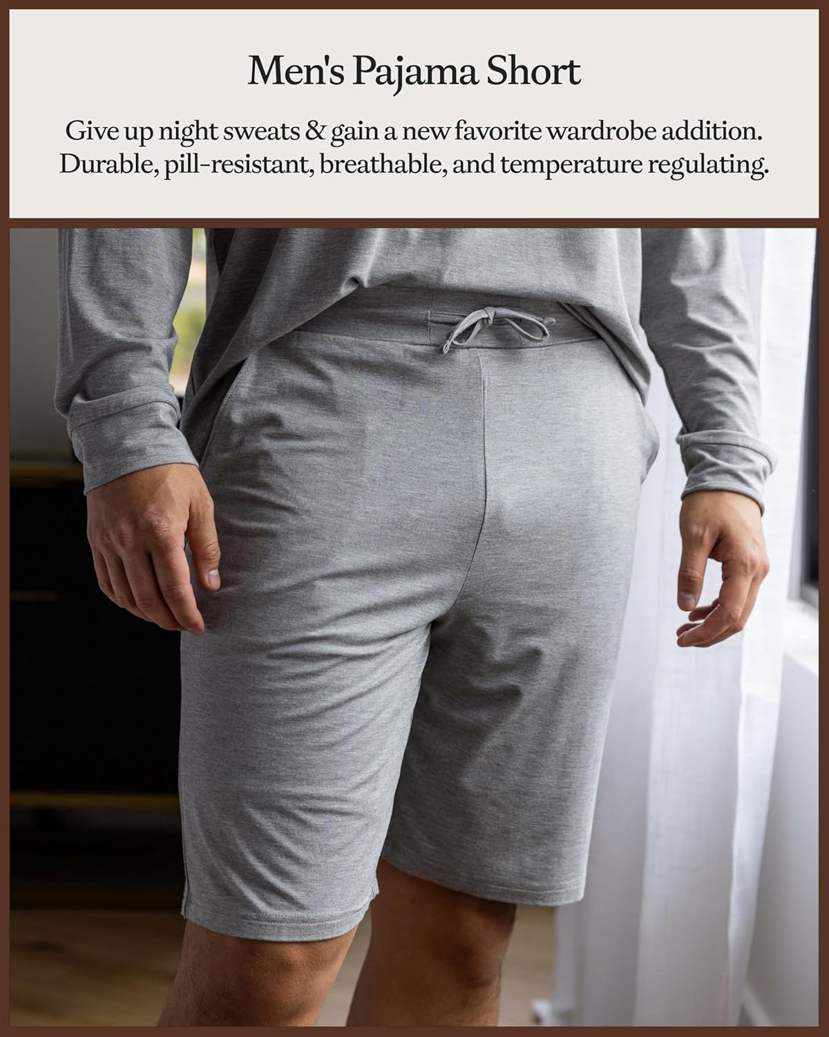 Cozy Earth Men’s Stretch-Knit Pajama Shorts - Breathable Temperature Regulating 95% Viscose from Bamboo Blend