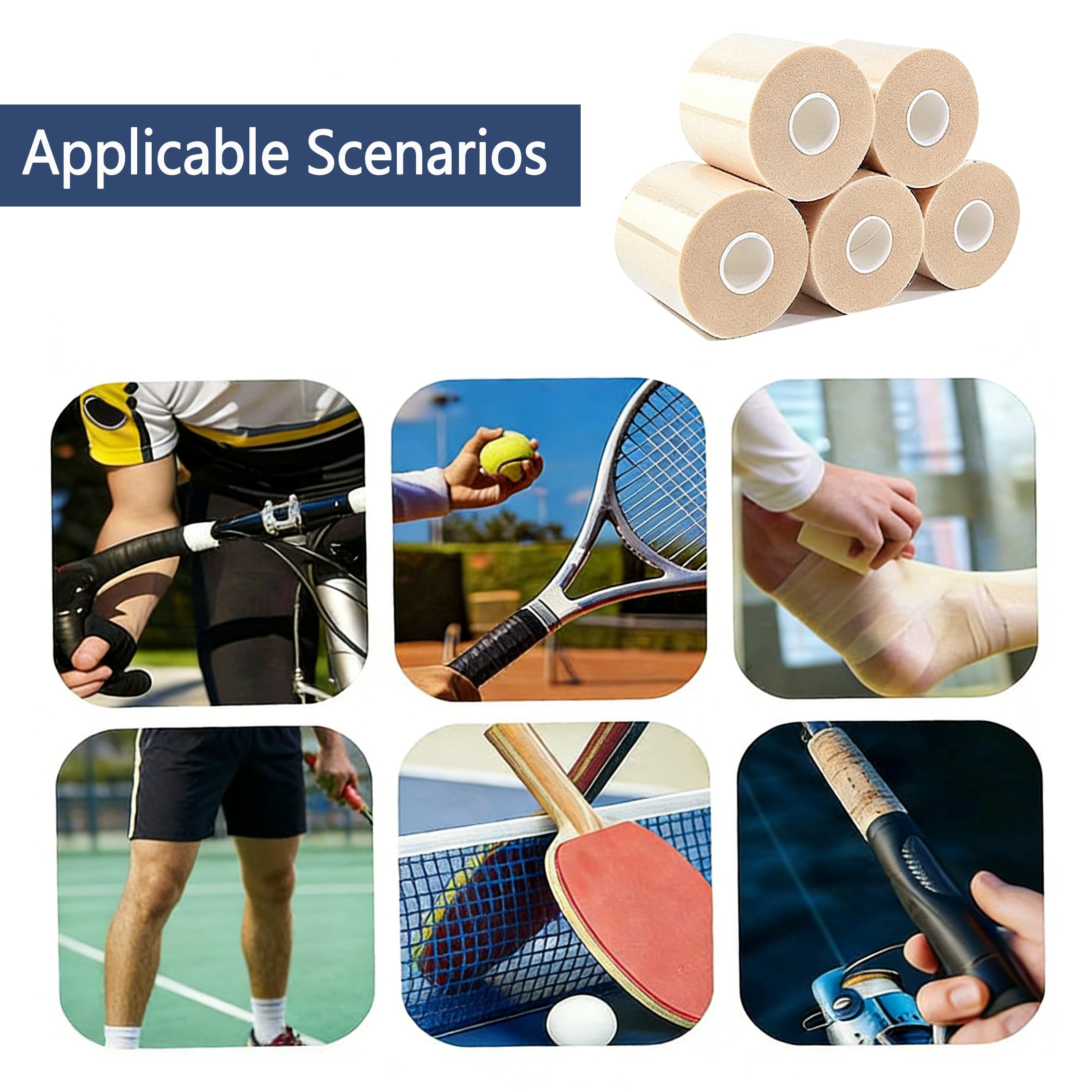 Pre-Bandage de Protection - Lot de 4 Rouleaux - Mousse Underwrap Athlétique pour Chevilles, Poignets, Genoux - 7 cm x 27 m - Adhésif Peau Doux et Facile à Retirer - Pour Sport et Fitness