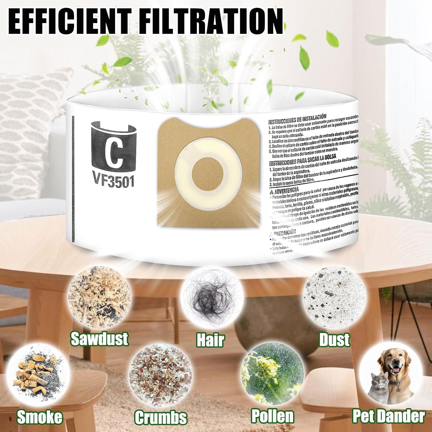 30 Pack VF3501 Vacuum Cleaner Bags Fit for Rigid Shop Vac Bags 4 Gallon Size c, compatible with 3-4.5 Gallon Wet/Dry Vacuums | Dust Collection Filter Bags Replace Part (30 Pack)