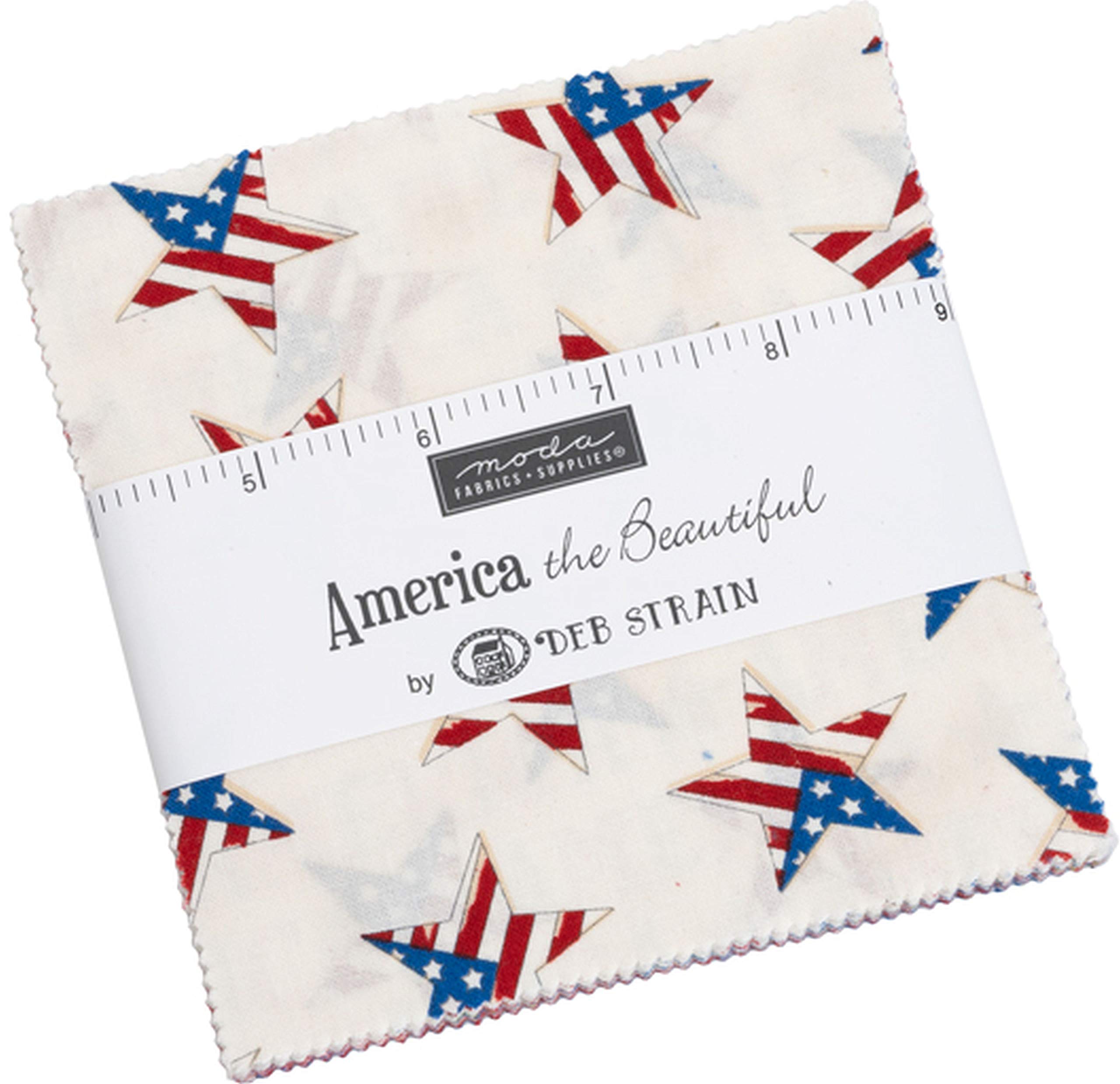 America The Beautiful Charm Pack by Deb Strain; 42-5 Inch Precut Fabric Quilt Squares