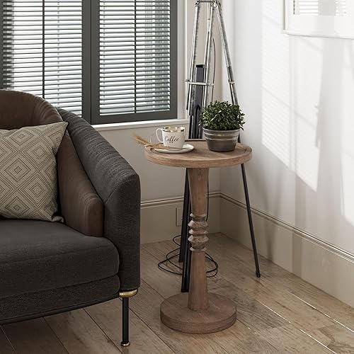 Miniatura 40 de Mesa de beber pequeña con pedestal, bandeja tradicional, mesa auxiliar superior, color espresso Marrón oscuro,Negro/Blanco,Marrón,expreso