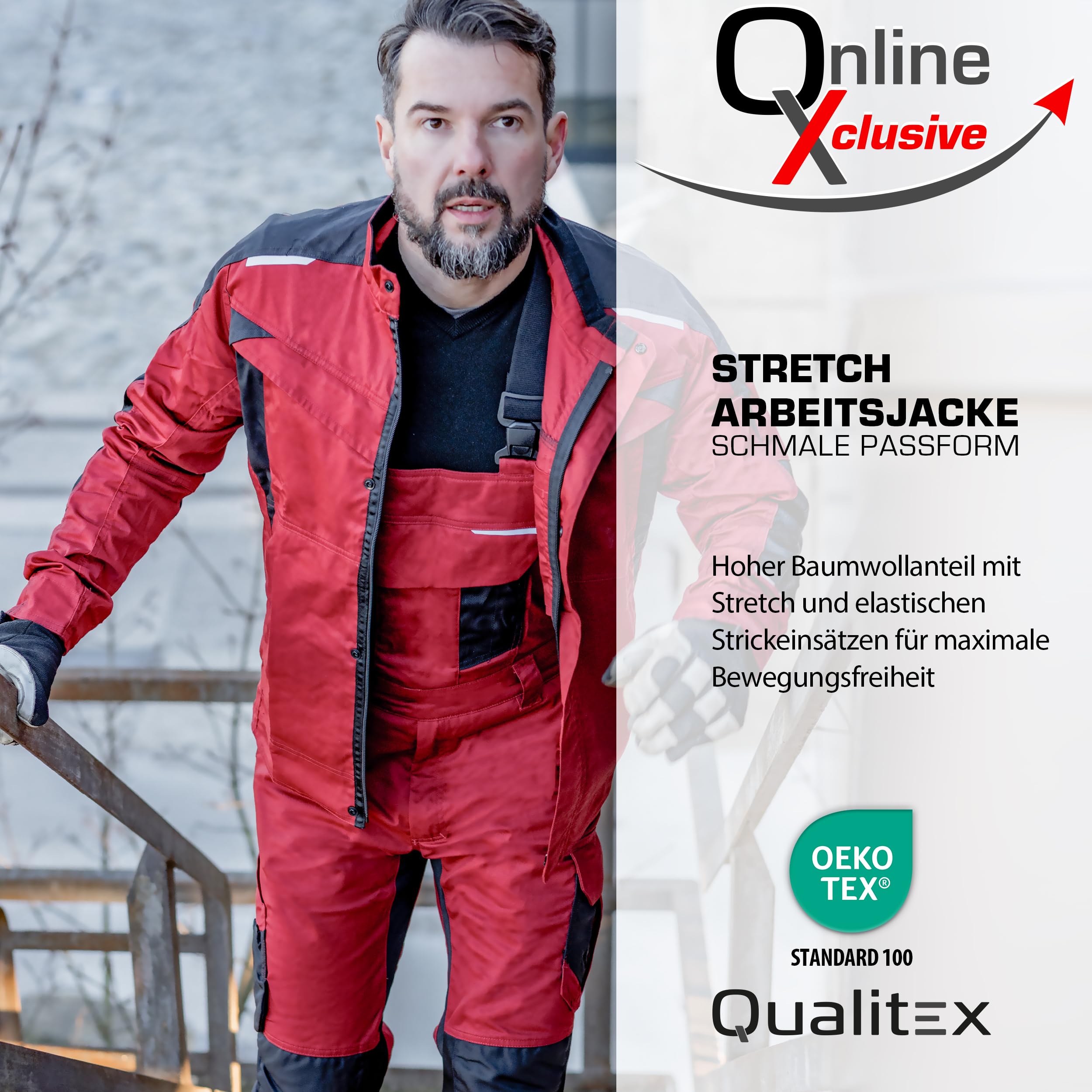 Qualitex iND Arbeitsjacke Bundjacke Jacke Stretch Flex Workwear Herren Damen Premium