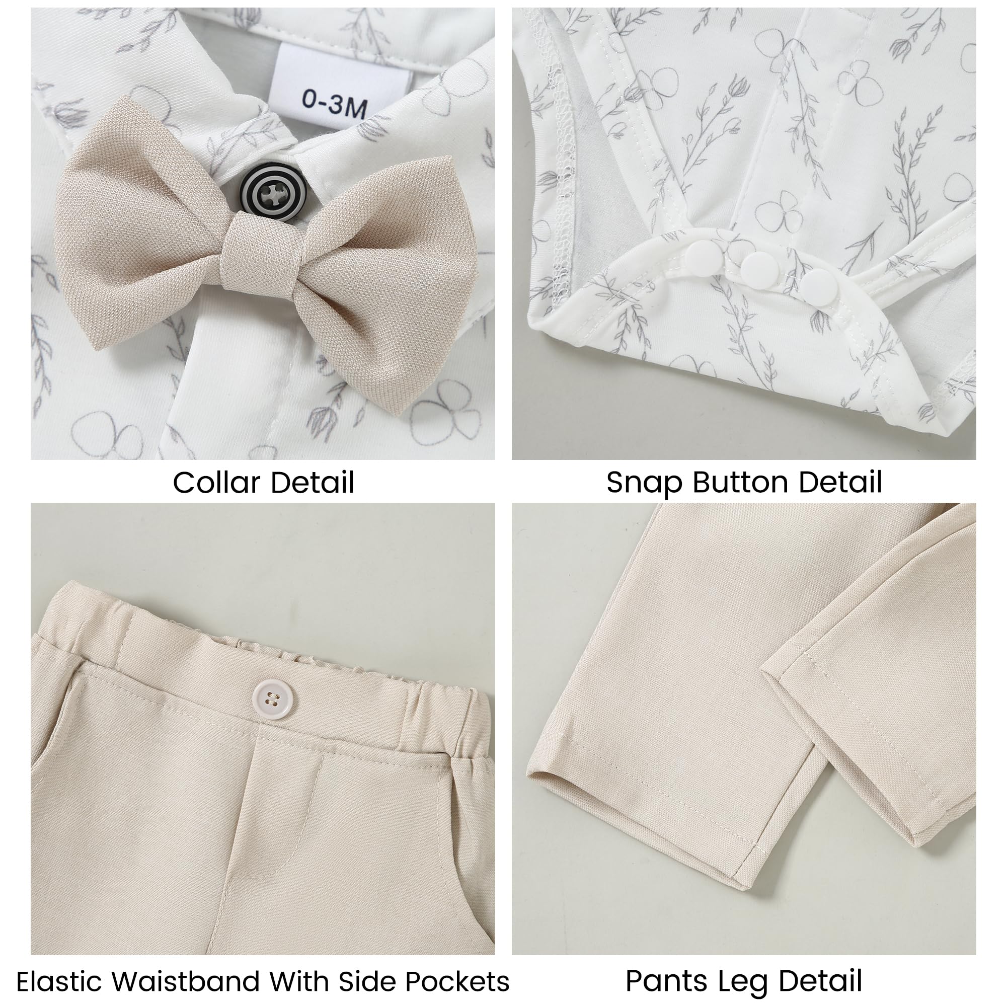 YALLET Baby-Kleidung für Jungen, 0–18 Monate, für Kleinkinder, Jungen, Gentleman, Hemd, Fliege, Weste, Hose, Set, Hochzeits-Party-Anzüge