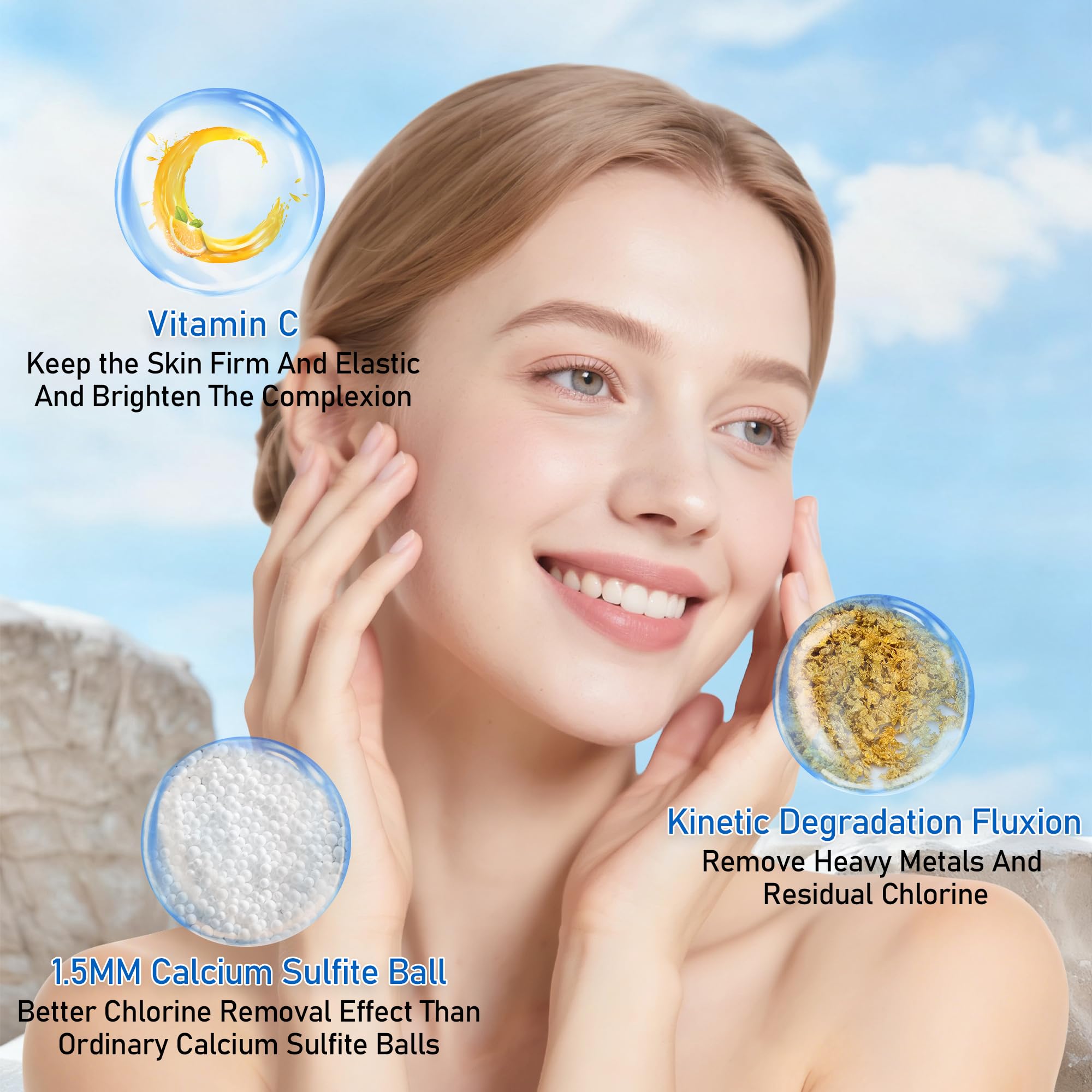 KMF00D Filtre de douche en métal inoxydable 304 avec parfum clair de brise marine, eau douce et propre, élimine 99 % du chlore, améliore votre peau, facile à installer, KMF00D Sea