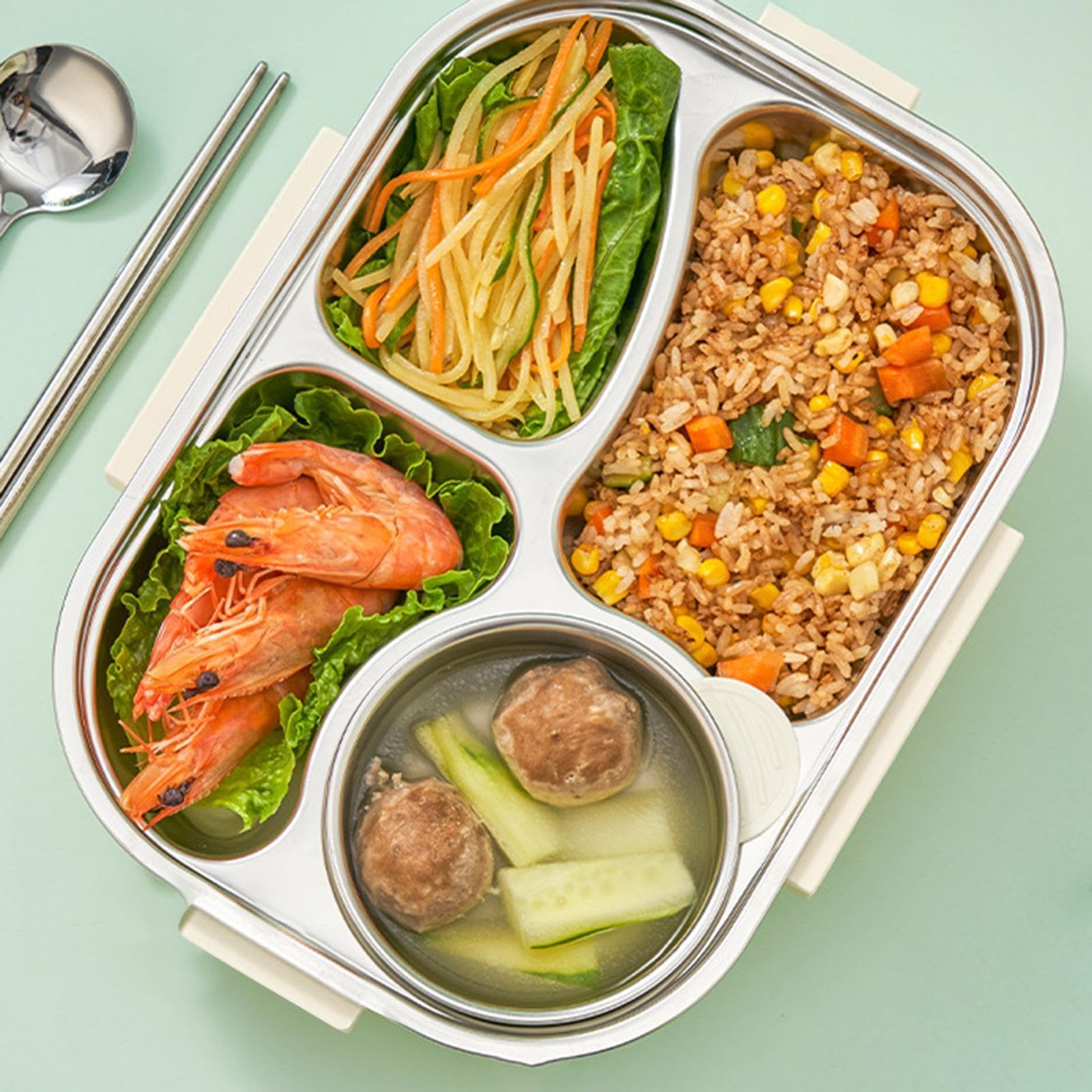 Boîte Repas Enfant Portable Grande Capacité Avec Baguettes Cuillère