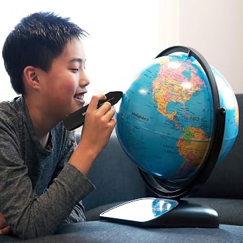 Replogle Globe For Children Interactive 12 Inch Talking World Globe With Stand,Learning Educational Toy4Kids For Classroom Kids Ages 4-8 & Decor