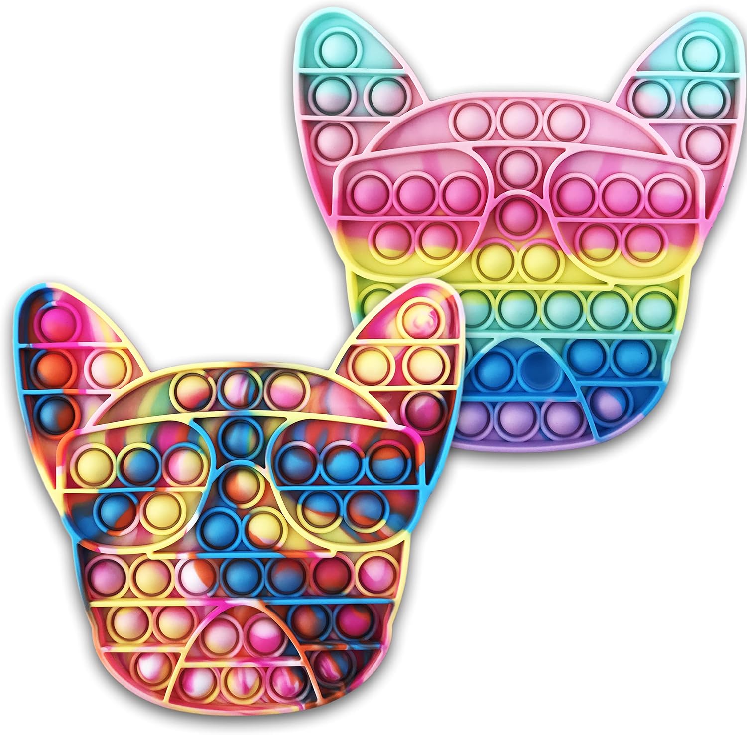2 Pcs Big Rainbow Pop It Fidget Toy 