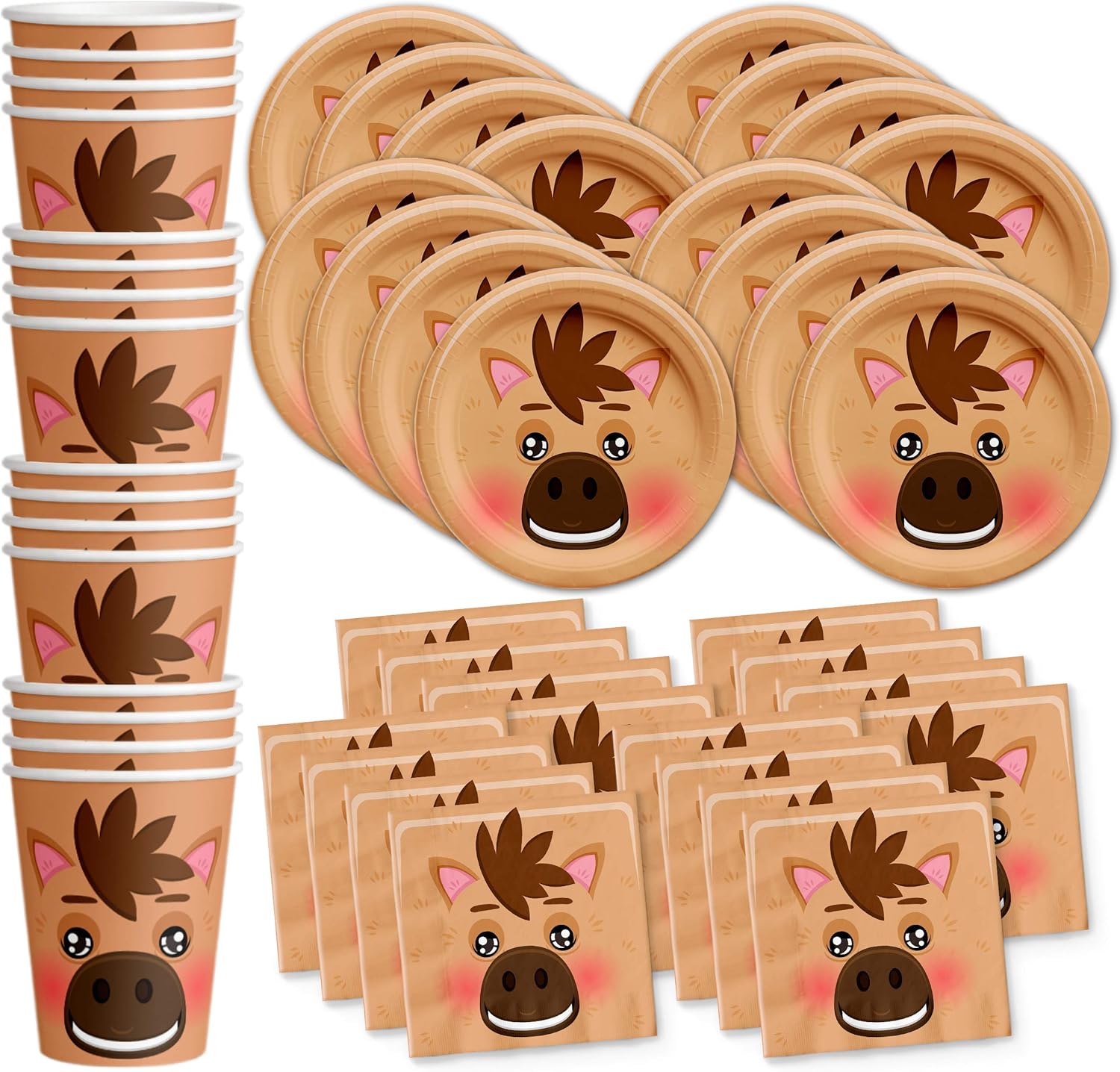 Horse Birthday Party Supplies Set Plates Napkins Cups Tableware Kit for 16