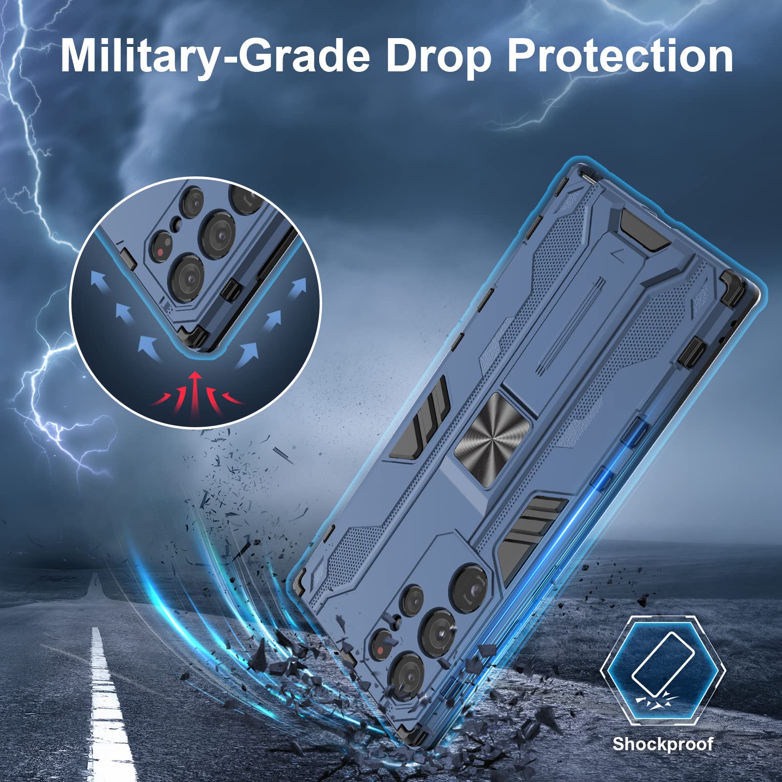 Funda para CMF Phone 2 Pro, Carcasa Antigolpes con Soporte anular metálico, Case Protectora de Grado Militar, Negro — view 845