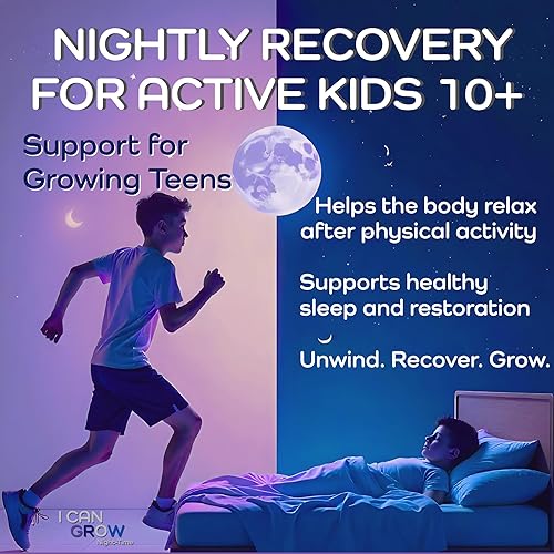 Miniatura 5 de I Can Grow Night-Time Kids 10+ & Adults  Ayuda natural para dormir para un máximo crecimiento  Bisglicinato de magnesio  Crecimiento mientras duerme